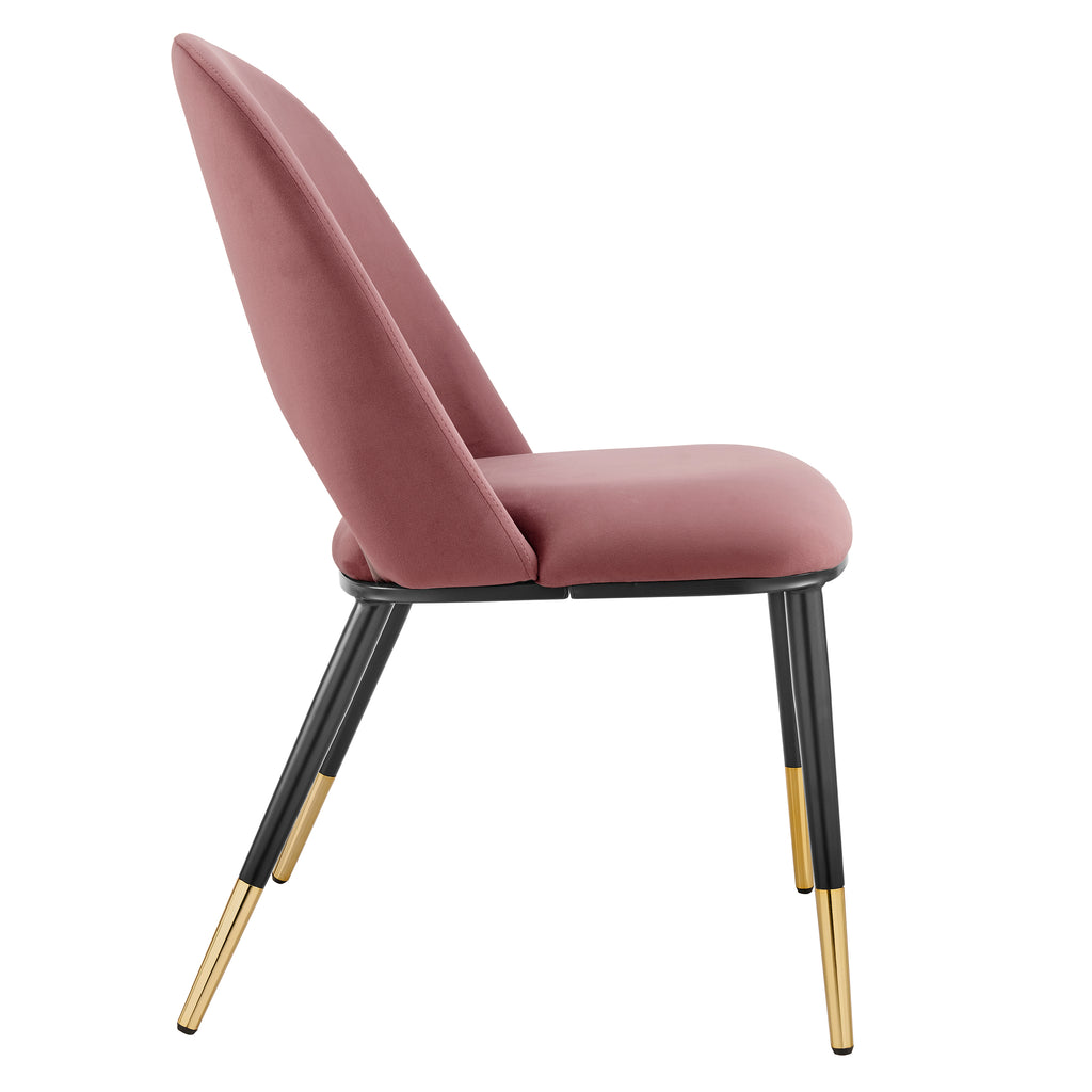 Alby Side Chair in Rose with Black Legs - Set of 2