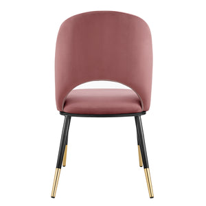 Alby Side Chair in Rose with Black Legs - Set of 2