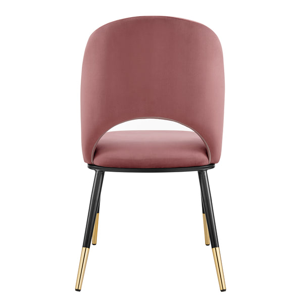 Alby Side Chair in Rose with Black Legs - Set of 2