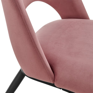 Alby Side Chair in Rose with Black Legs - Set of 2