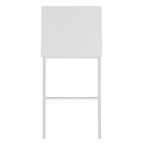 Cam-C Counter Stool In White With Polished Stainless Steel Legs - Set Of 2