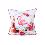 Noble House Norvelt Modern Pillow Cover, Flamingo on Multicolor Floral