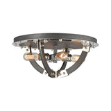 Riveted Plate 19'' Wide 4-Light Flush Mount - Silverdust Iron