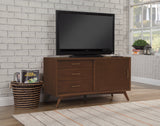 Alpine Furniture Flynn Small TV Console, Walnut 966WAL-15 Walnut Mahogany Solids & Okoume Veneer 50 x 20 x 27