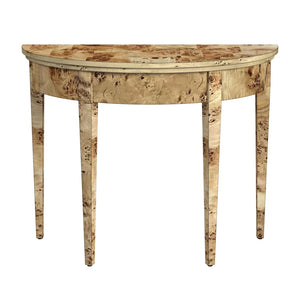 Butler Specialty Hampton Demilune Light Burl 36" Console Table XRT Light Burl Rubberwood Solids,MDF, Burl wood Veneer from Cherry and/or Maple 1533443-BUTLER