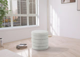 Aphia Boucle Fabric / Engineered Wood / Foam Contemporary Cream Boucle Fabric Ottoman/Stool - 15" W x 15" D x 17" H