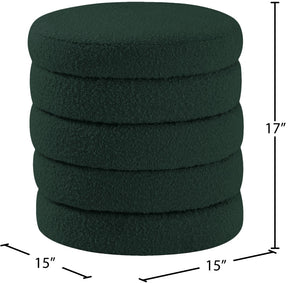 Aphia Boucle Fabric / Engineered Wood / Foam Contemporary Green Boucle Fabric Ottoman/Stool - 15" W x 15" D x 17" H