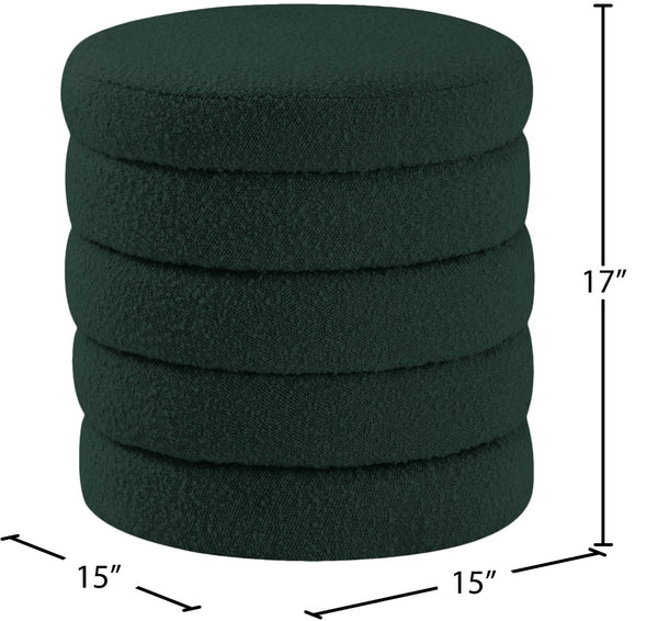 Aphia Boucle Fabric / Engineered Wood / Foam Contemporary Green Boucle Fabric Ottoman/Stool - 15" W x 15" D x 17" H