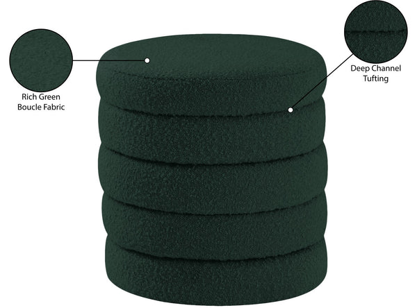 Aphia Boucle Fabric / Engineered Wood / Foam Contemporary Green Boucle Fabric Ottoman/Stool - 15" W x 15" D x 17" H