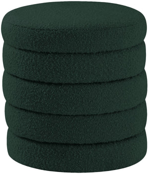 Aphia Boucle Fabric / Engineered Wood / Foam Contemporary Green Boucle Fabric Ottoman/Stool - 15" W x 15" D x 17" H