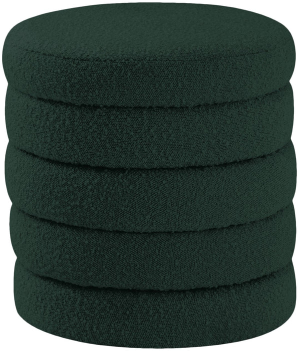 Aphia Boucle Fabric / Engineered Wood / Foam Contemporary Green Boucle Fabric Ottoman/Stool - 15" W x 15" D x 17" H