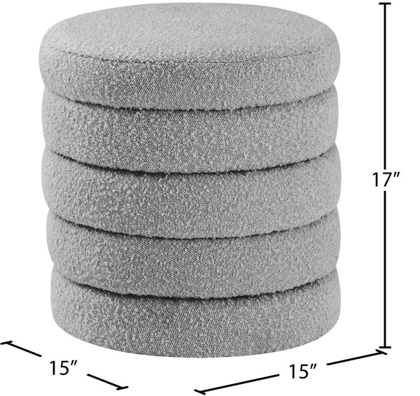 Aphia Boucle Fabric / Engineered Wood / Foam Contemporary Grey Boucle Fabric Ottoman/Stool - 15" W x 15" D x 17" H