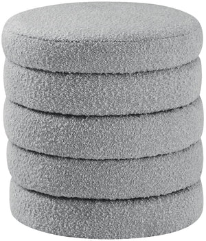 Aphia Boucle Fabric / Engineered Wood / Foam Contemporary Grey Boucle Fabric Ottoman/Stool - 15" W x 15" D x 17" H