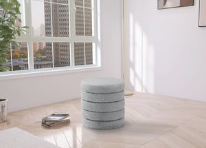 Aphia Boucle Fabric / Engineered Wood / Foam Contemporary Grey Boucle Fabric Ottoman/Stool - 15" W x 15" D x 17" H