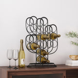 Ferrat Modern Industrial 13 Bottle Tabletop Cactus Wine Rack, Black Noble House