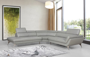 VIG Furniture Divani Casa Graphite - Modern Grey Leather Left Facing Sectional Sofa VGCA1541-GRY