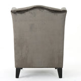 Toddman High-Back Grey velvet Club Chair Noble House