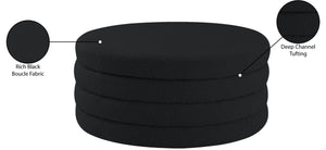 Aphia Boucle Fabric / Engineered Wood / Foam Contemporary Black Boucle Fabric Ottoman/Coffee Table - 36" W x 36" D x 15" H