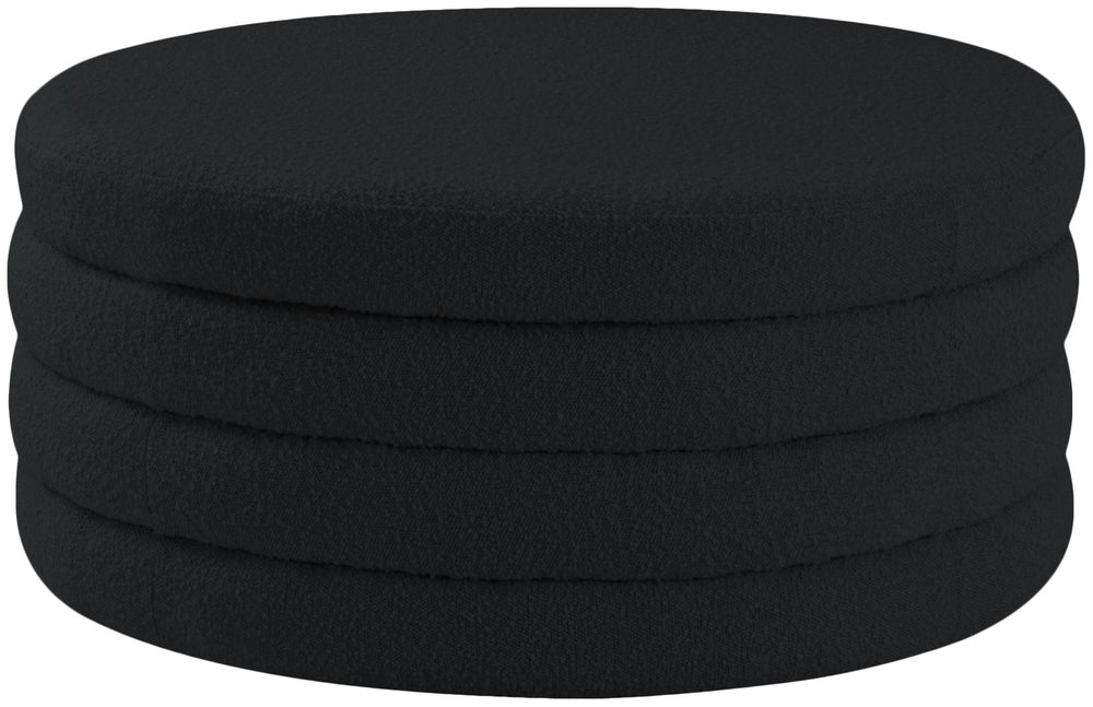 Aphia Boucle Fabric / Engineered Wood / Foam Contemporary Black Boucle Fabric Ottoman/Coffee Table - 36" W x 36" D x 15" H