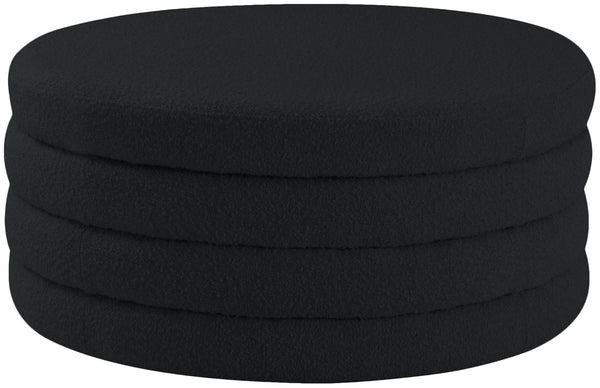 Aphia Boucle Fabric / Engineered Wood / Foam Contemporary Black Boucle Fabric Ottoman/Coffee Table - 36" W x 36" D x 15" H