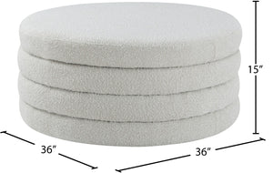 Aphia Boucle Fabric / Engineered Wood / Foam Contemporary Cream Boucle Fabric Ottoman/Coffee Table - 36" W x 36" D x 15" H