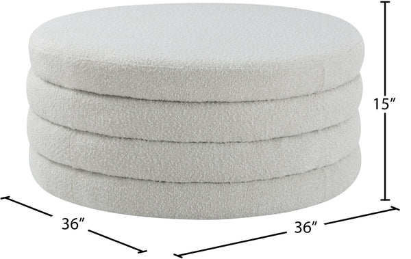 Aphia Boucle Fabric / Engineered Wood / Foam Contemporary Cream Boucle Fabric Ottoman/Coffee Table - 36" W x 36" D x 15" H