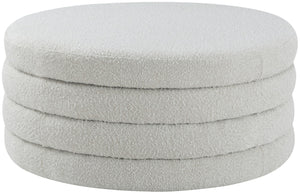 Aphia Boucle Fabric / Engineered Wood / Foam Contemporary Cream Boucle Fabric Ottoman/Coffee Table - 36" W x 36" D x 15" H