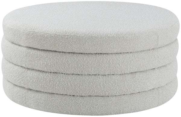 Aphia Boucle Fabric / Engineered Wood / Foam Contemporary Cream Boucle Fabric Ottoman/Coffee Table - 36" W x 36" D x 15" H