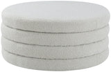 Aphia Boucle Fabric / Engineered Wood / Foam Contemporary Cream Boucle Fabric Ottoman/Coffee Table - 36" W x 36" D x 15" H