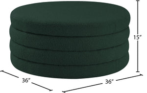 Aphia Boucle Fabric / Engineered Wood / Foam Contemporary Green Boucle Fabric Ottoman/Coffee Table - 36" W x 36" D x 15" H