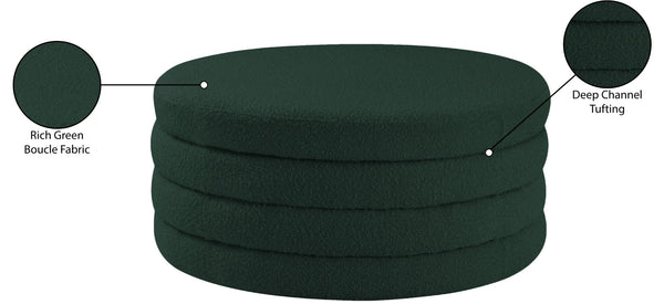 Aphia Boucle Fabric / Engineered Wood / Foam Contemporary Green Boucle Fabric Ottoman/Coffee Table - 36" W x 36" D x 15" H