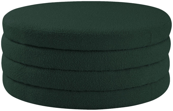Aphia Boucle Fabric / Engineered Wood / Foam Contemporary Green Boucle Fabric Ottoman/Coffee Table - 36" W x 36" D x 15" H