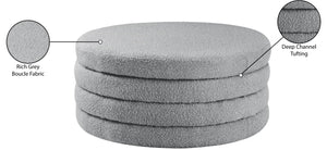 Aphia Boucle Fabric / Engineered Wood / Foam Contemporary Grey Boucle Fabric Ottoman/Coffee Table - 36" W x 36" D x 15" H