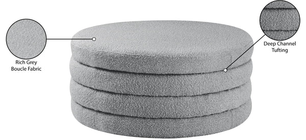 Aphia Boucle Fabric / Engineered Wood / Foam Contemporary Grey Boucle Fabric Ottoman/Coffee Table - 36" W x 36" D x 15" H