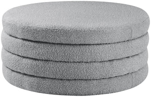 Aphia Boucle Fabric / Engineered Wood / Foam Contemporary Grey Boucle Fabric Ottoman/Coffee Table - 36" W x 36" D x 15" H