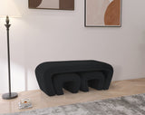 Odelia Boucle Fabric / Engineered Wood / Foam Contemporary Black Boucle Fabric Bench - 48" W x 19" D x 17.5" H