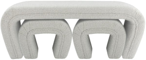 Odelia Boucle Fabric / Engineered Wood / Foam Contemporary Cream Boucle Fabric Bench - 48" W x 19" D x 17.5" H