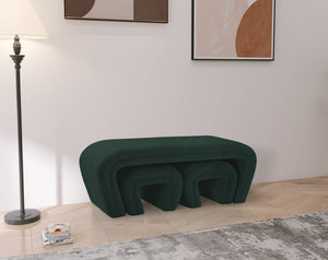 Odelia Boucle Fabric / Engineered Wood / Foam Contemporary Green Boucle Fabric Bench - 48" W x 19" D x 17.5" H