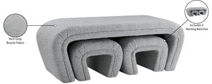 Odelia Boucle Fabric / Engineered Wood / Foam Contemporary Grey Boucle Fabric Bench - 48" W x 19" D x 17.5" H