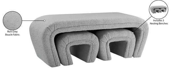 Odelia Boucle Fabric / Engineered Wood / Foam Contemporary Grey Boucle Fabric Bench - 48" W x 19" D x 17.5" H