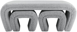 Odelia Boucle Fabric / Engineered Wood / Foam Contemporary Grey Boucle Fabric Bench - 48" W x 19" D x 17.5" H