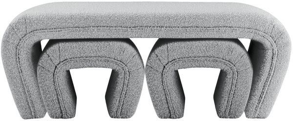 Odelia Boucle Fabric / Engineered Wood / Foam Contemporary Grey Boucle Fabric Bench - 48" W x 19" D x 17.5" H