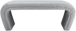 Odelia Boucle Fabric / Engineered Wood / Foam Contemporary Grey Boucle Fabric Bench - 48" W x 19" D x 17.5" H