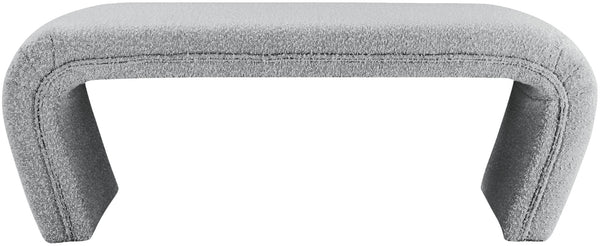 Odelia Boucle Fabric / Engineered Wood / Foam Contemporary Grey Boucle Fabric Bench - 48" W x 19" D x 17.5" H