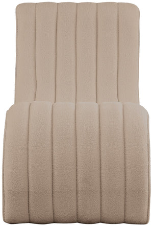 Orian Faux Shearling Teddy Fabric / Iron / Foam Contemporary Beige Teddy Fabric Chaise - 26.5" W x 59" D x 36.5" H