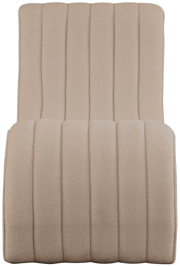 Orian Faux Shearling Teddy Fabric / Iron / Foam Contemporary Beige Teddy Fabric Chaise - 26.5" W x 59" D x 36.5" H