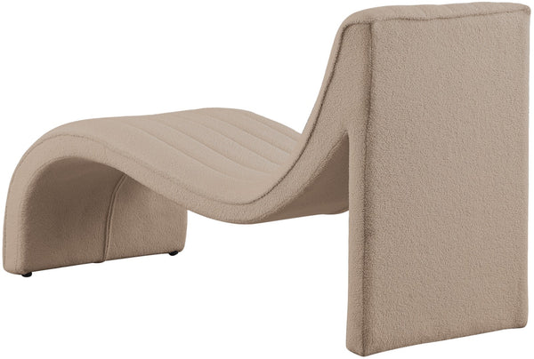Orian Faux Shearling Teddy Fabric / Iron / Foam Contemporary Beige Teddy Fabric Chaise - 26.5" W x 59" D x 36.5" H