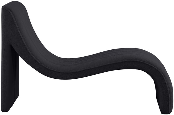 Orian Faux Shearling Teddy Fabric / Iron / Foam Contemporary Black Teddy Fabric Chaise - 26.5" W x 59" D x 36.5" H