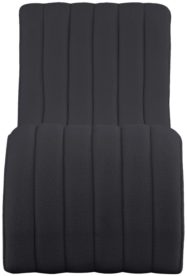 Orian Faux Shearling Teddy Fabric / Iron / Foam Contemporary Black Teddy Fabric Chaise - 26.5" W x 59" D x 36.5" H