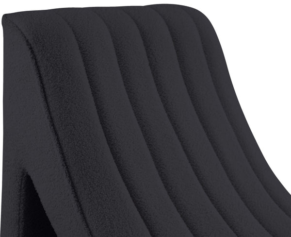 Orian Faux Shearling Teddy Fabric / Iron / Foam Contemporary Black Teddy Fabric Chaise - 26.5" W x 59" D x 36.5" H